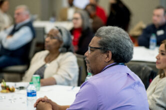 Audience listening at a policy agenda meeting