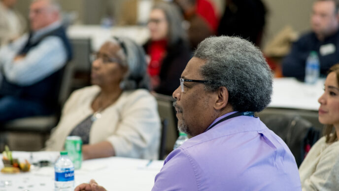 Audience listening at a policy agenda meeting