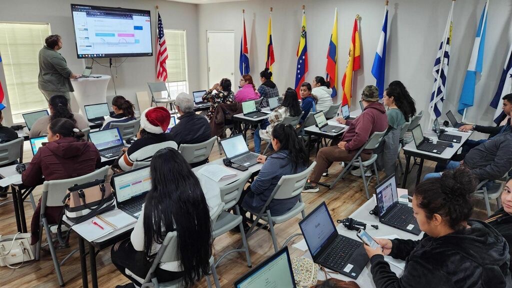 digital skilling class at the Latin American Coalition