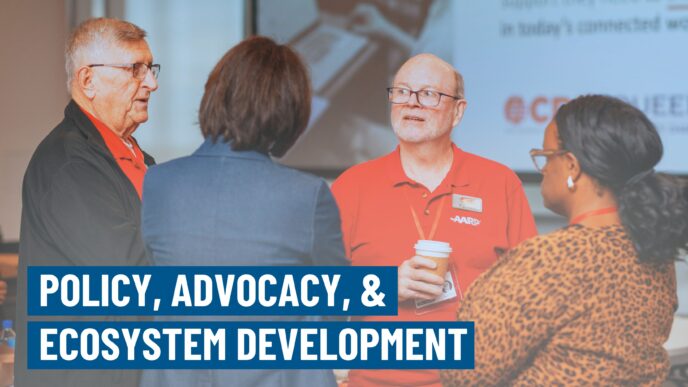 CDE Staff interacting with partners from AARP.