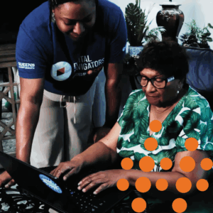Digital Navigator Denya is helping Ms. Stinson.