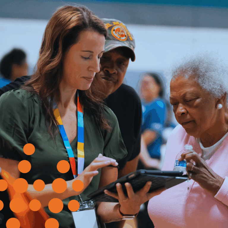 Photo of community member completing the Smart Cities survey.